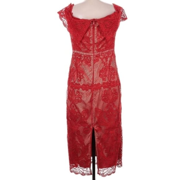 StyleStalker Red Lace Midi Cocktail Dress – Size M - Picture 3 of 6